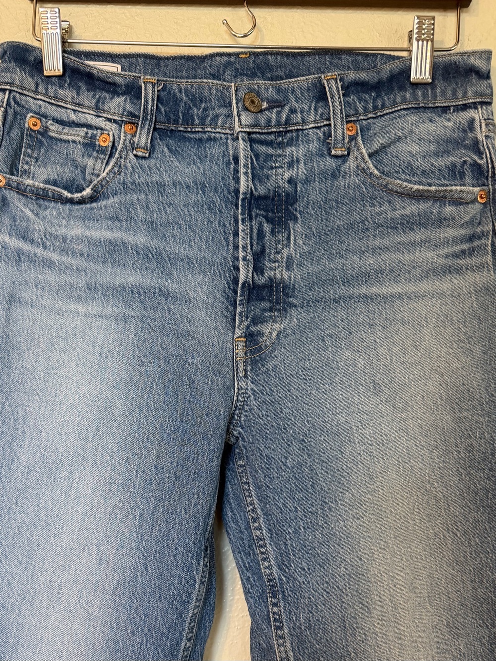 GAP High Rise Cheeky Straight Medium Wash Indigo Blue Button Fly Jeans Sz 30/10R - Picture 6 of 13